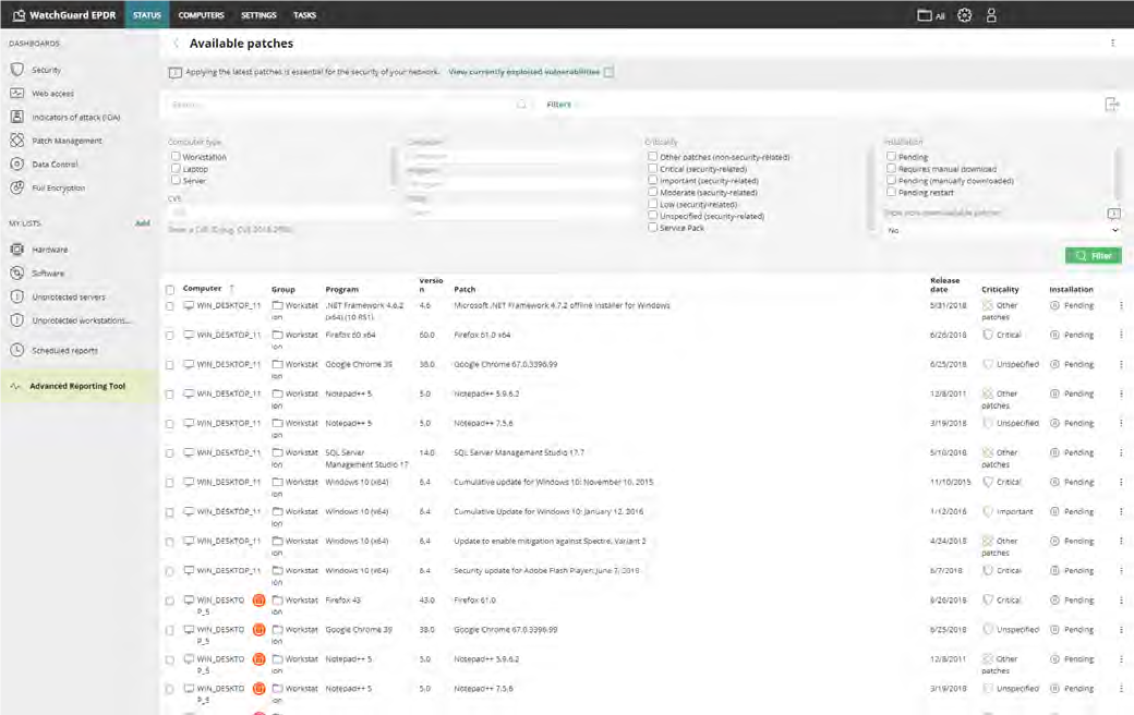WatchGuard  Patch Management- Available Patches