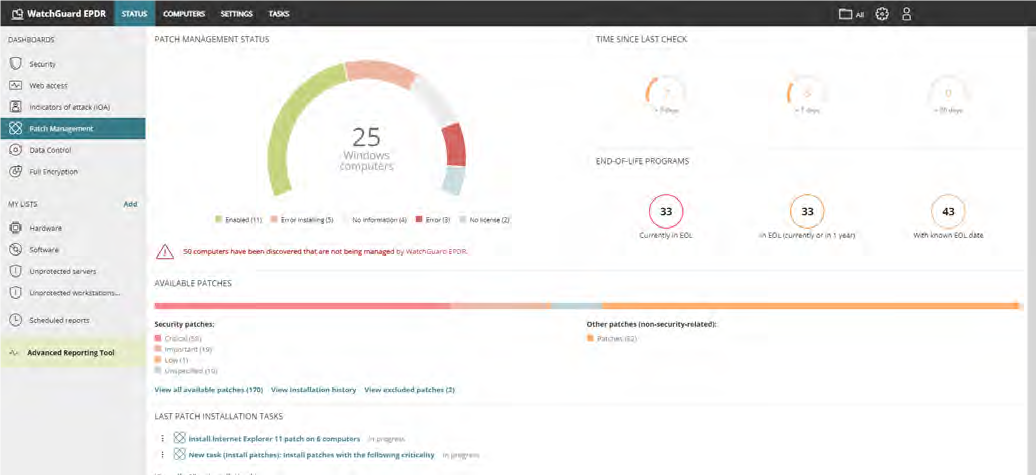 WatchGuard Patch Management Dashboard